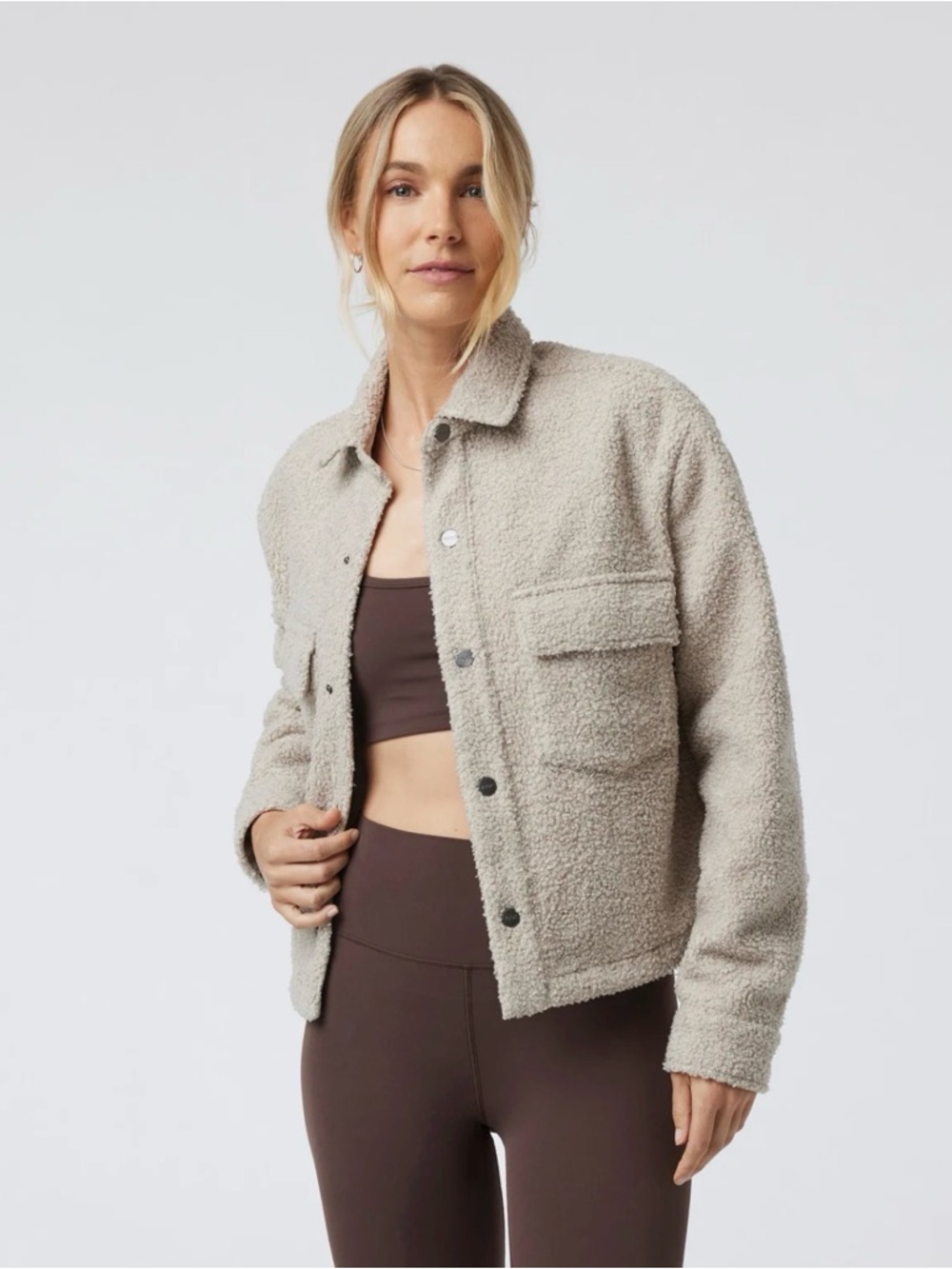 Vuori Sycamore Cozy Sherpa Jacket in Light Taupe